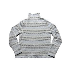 VTG Lauren Ralph Lauren Sweater M/L Fair Isle Snowflake Blue White Lambswool